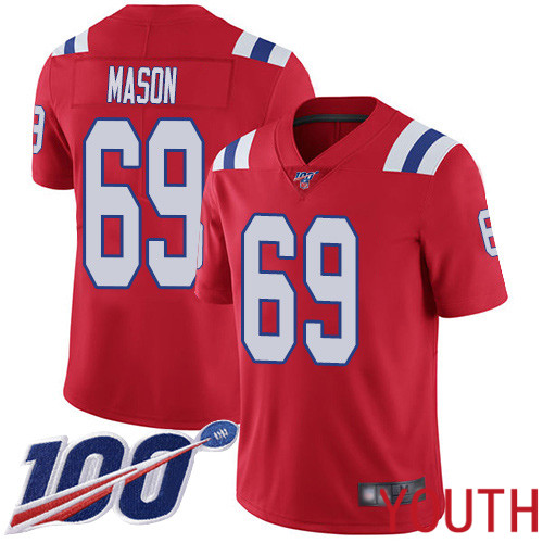 New England Patriots Football 69 Vapor Untouchable 100th Season Limited Red Youth Shaq Mason Alternate NFL Jersey